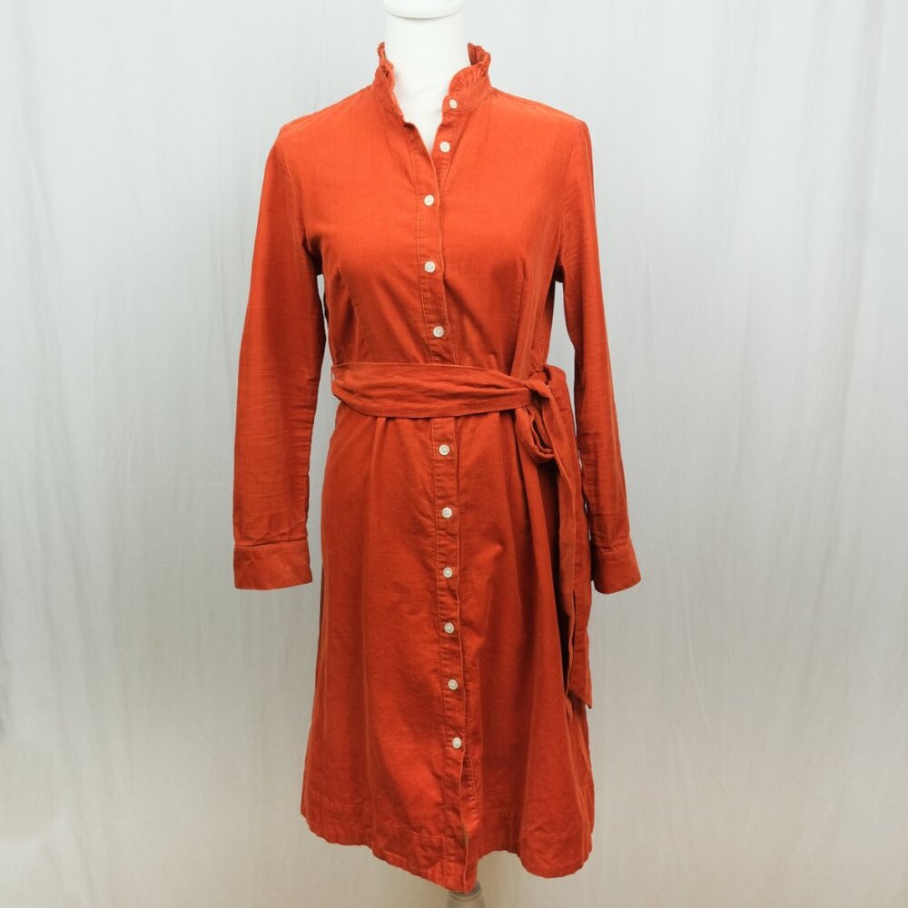 J. Crew | Dresses | Corduroy Ruffle Neck Shirt Dress. size 4 - Picture 3 of 12